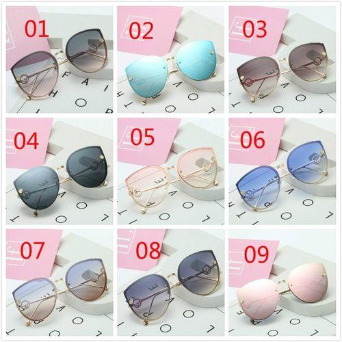 Fashion Women's UV400 Metal Frame Oversized Outdoor Cat Eye Sunglasses