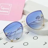 Fashion Women's UV400 Metal Frame Oversized Outdoor Cat Eye Sunglasses