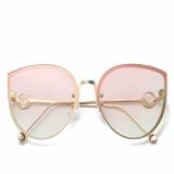 Fashion Women's UV400 Metal Frame Oversized Outdoor Cat Eye Sunglasses