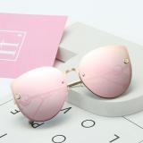 Fashion Women's UV400 Metal Frame Oversized Outdoor Cat Eye Sunglasses