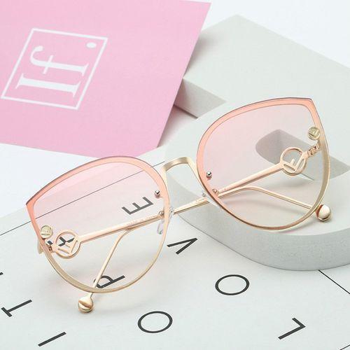 Fashion Women's UV400 Metal Frame Oversized Outdoor Cat Eye Sunglasses