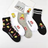 5Pair Simpson Couple Socks Cartoon Men Women Socks Short Ankle Socks