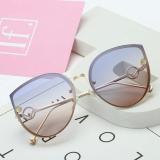 Fashion Women's UV400 Metal Frame Oversized Outdoor Cat Eye Sunglasses