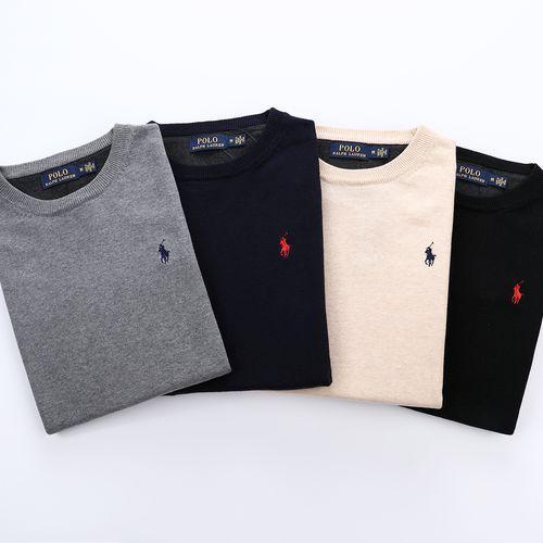 POLO New Round Neck Colored Cotton Sweater