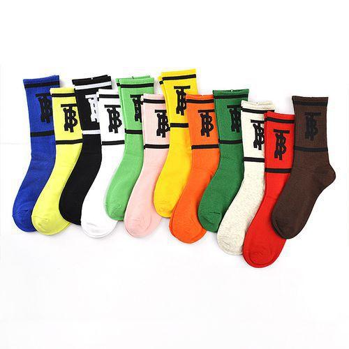 5 Pairs/lot Autumn Winter Women's Socks Letters In The Tube Socks Candy Color Fashion Socks