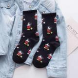 3 PAIRS Socks Women's Long Tube Autumn Winter New Cotton Cartoon Black And White Grey Women's Tide