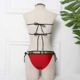 Summer Ladies Two-piece Lace Bow Sexy Swimsuit Bikini Golden Atmosphere Swimwear