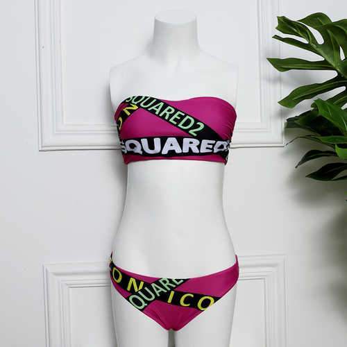 Summer New Style Two-piece Bikini Split Letter Print Sexy Bikini Wrapped Chest Swimsuit