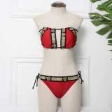 Summer Ladies Two-piece Lace Bow Sexy Swimsuit Bikini Golden Atmosphere Swimwear