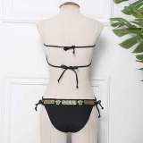 Summer Ladies Two-piece Lace Bow Sexy Swimsuit Bikini Golden Atmosphere Swimwear