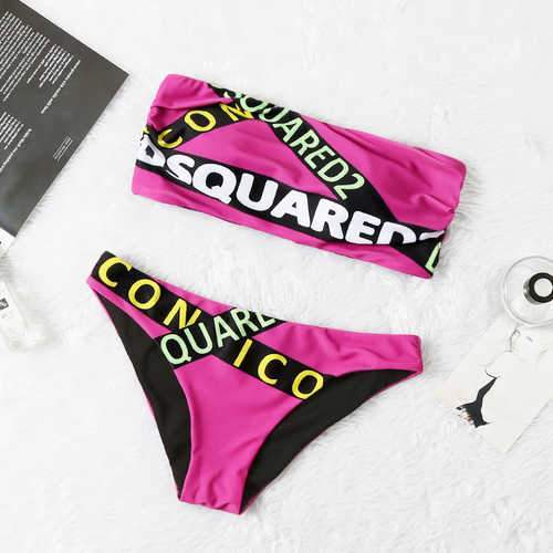Summer New Style Two-piece Bikini Split Letter Print Sexy Bikini Wrapped Chest Swimsuit