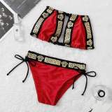 Summer Ladies Two-piece Lace Bow Sexy Swimsuit Bikini Golden Atmosphere Swimwear