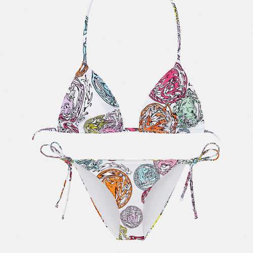 New Ladies Two-piece Halter Sling Swimsuit Split Color Bikini Swimsuit Goddess Outfit