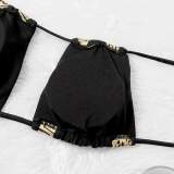 Summer Ladies Two-piece Lace Bow Sexy Swimsuit Bikini Golden Atmosphere Swimwear