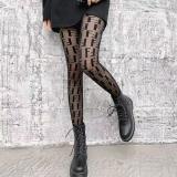 Ins Style Spring And Summer Personalized Fashion Brand English Letters Hollow Net Socks Net