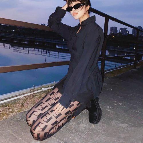 Ins Style Spring And Summer Personalized Fashion Brand English Letters Hollow Net Socks Net