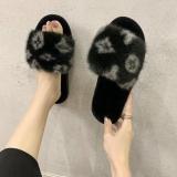 Women's Fur Slides Slippers Sandal Soft Furry Faux Fox Fur Indoor Outdoor Slippers Shoes Ladies Fur