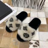 Women's Fur Slides Slippers Sandal Soft Furry Faux Fox Fur Indoor Outdoor Slippers Shoes Ladies Fur