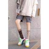3pcs Women's Autumn And Winter Models In Socks Fashion Printing  Cotton Socks