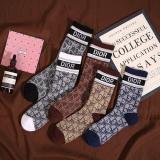 5 PAIRS Autumn And Winter New Socks Women Cotton Plaid Striped Socks Fashion Trend Ins Style