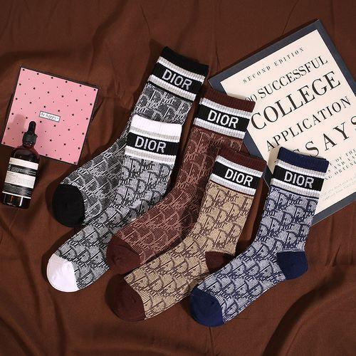 5 PAIRS Autumn And Winter New Socks Women Cotton Plaid Striped Socks Fashion Trend Ins Style