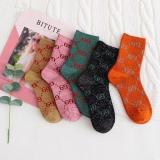 5 Pairs Women's Tube Socks Gold And Silver Candy Color Fashion Socks