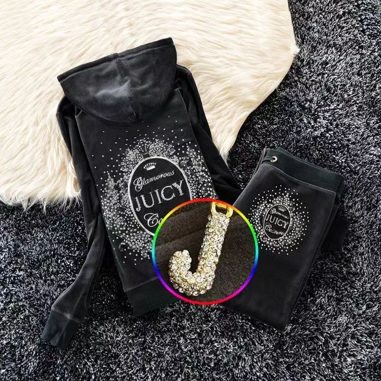 Crown diamond velvet leisure sports suits, fashion, cultivate one's morality show thin fleece stylish two-piece