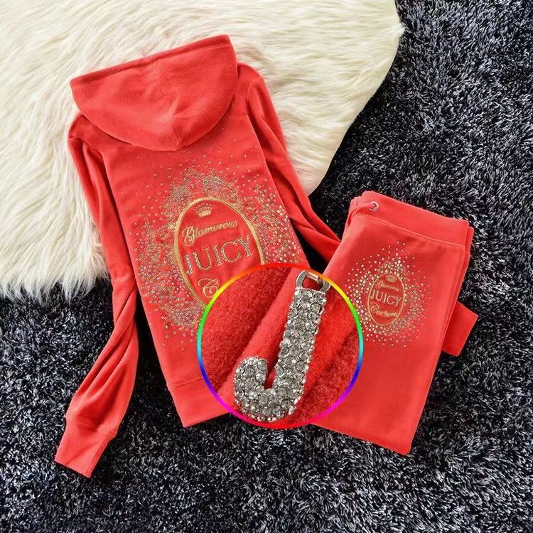 Crown diamond velvet leisure sports suits, fashion, cultivate one's morality show thin fleece stylish two-piece