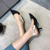 Sandals women baotou pointed a single shoe heel joker character with high heels