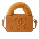 New Women's Bag Fashion Plush Hand-held Small Square Bag Embossed Messenger Bag Single