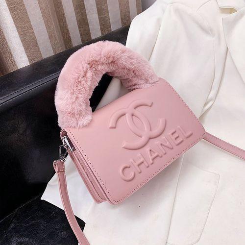 New Women's Bag Fashion Plush Hand-held Small Square Bag Embossed Messenger Bag Single
