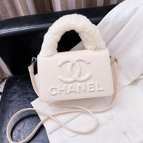 New Women's Bag Fashion Plush Hand-held Small Square Bag Embossed Messenger Bag Single