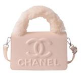 New Women's Bag Fashion Plush Hand-held Small Square Bag Embossed Messenger Bag Single