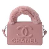 New Women's Bag Fashion Plush Hand-held Small Square Bag Embossed Messenger Bag Single