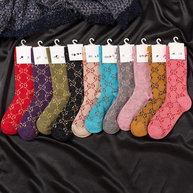 GG letters socks ins in the gold and silver silk tube net HongQiuJi mound since quality socks
