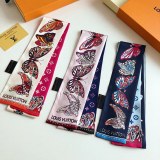 Silk-like Scarf Double Bow Women Print Ribbon Hair Bows Tie Bag Accesseries