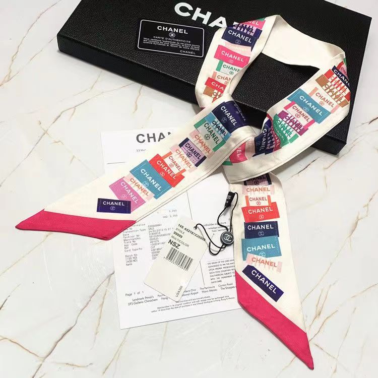 Silk-like Scarf Double Bow Women Print Ribbon Hair Bows Tie Bag Accesseries