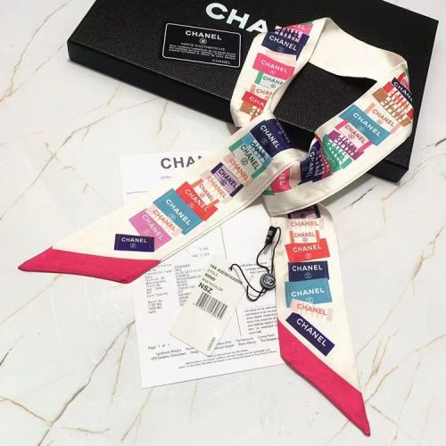 Silk-like Scarf Double Bow Women Print Ribbon Hair Bows Tie Bag Accesseries