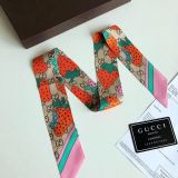 Silk-like Scarf Double Bow Women Print Ribbon Hair Bows Tie Bag Accesseries