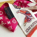 Silk-like Scarf Double Bow Women Print Ribbon Hair Bows Tie Bag Accesseries