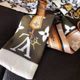 Silk-like Scarf Double Bow Women Print Ribbon Hair Bows Tie Bag Accesseries