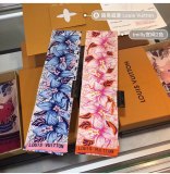 Silk-like Scarf Double Bow Women Print Ribbon Hair Bows Tie Bag Accesseries