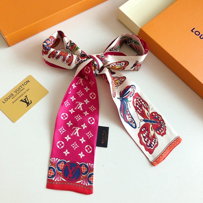 Silk-like Scarf Double Bow Women Print Ribbon Hair Bows Tie Bag Accesseries