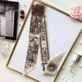 Silk-like Scarf Double Bow Women Print Ribbon Hair Bows Tie Bag Accesseries