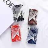 Silk-like Scarf Double Bow Women Print Ribbon Hair Bows Tie Bag Accesseries
