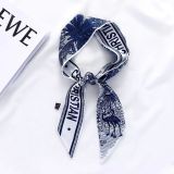Silk-like Scarf Double Bow Women Print Ribbon Hair Bows Tie Bag Accesseries