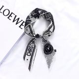 Silk-like Scarf Double Bow Women Print Ribbon Hair Bows Tie Bag Accesseries