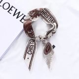 Silk-like Scarf Double Bow Women Print Ribbon Hair Bows Tie Bag Accesseries