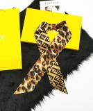 Silk-like Scarf Double Bow Women Print Ribbon Hair Bows Tie Bag Accesseries