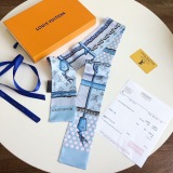 Silk-like Scarf Double Bow Women Print Ribbon Hair Bows Tie Bag Accesseries